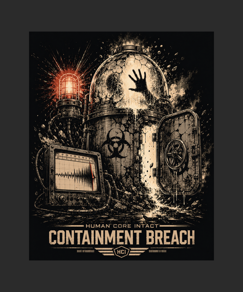 Containment Breach poster tee — charcoal