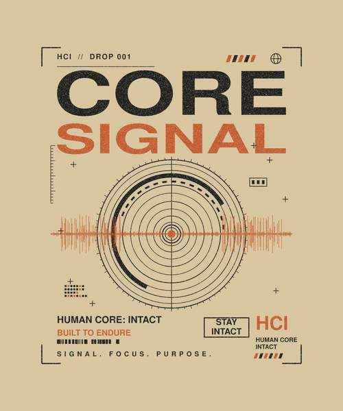 Core Signal tee back print on sand — Human Core Intact Drop 001