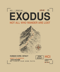 Exodus tee back print on sand — Human Core Intact Drop 001