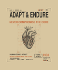 Adapt & Endure tee back print on sand — Human Core Intact Drop 001