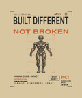 Built Different tee back print on sand — Human Core Intact Drop 001