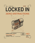 Locked In tee back print on sand — Human Core Intact Drop 001