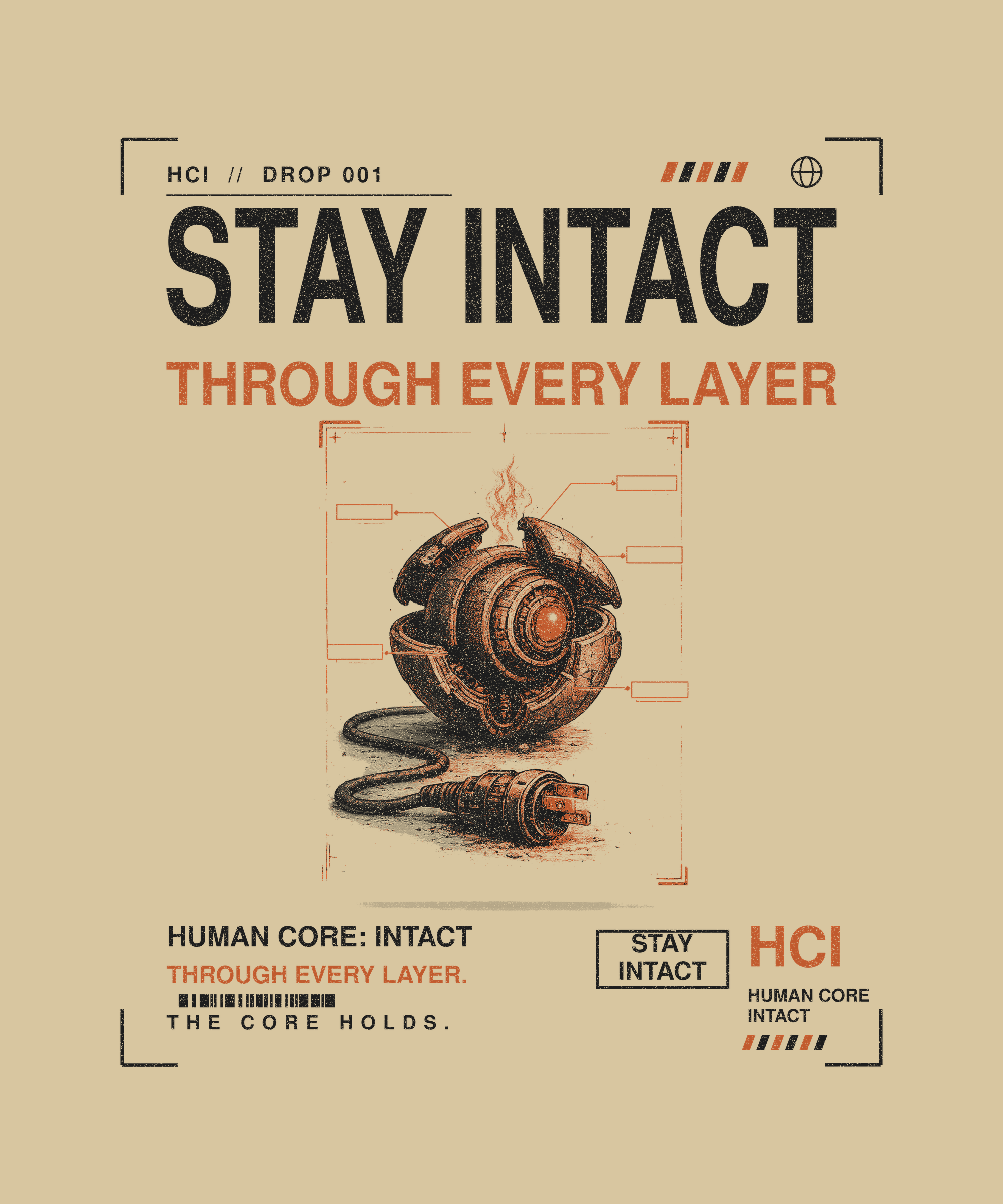 Stay Intact tee back print on sand — Human Core Intact Drop 001