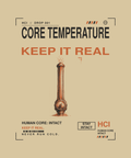 Core Temperature tee back print on sand — Human Core Intact Drop 001