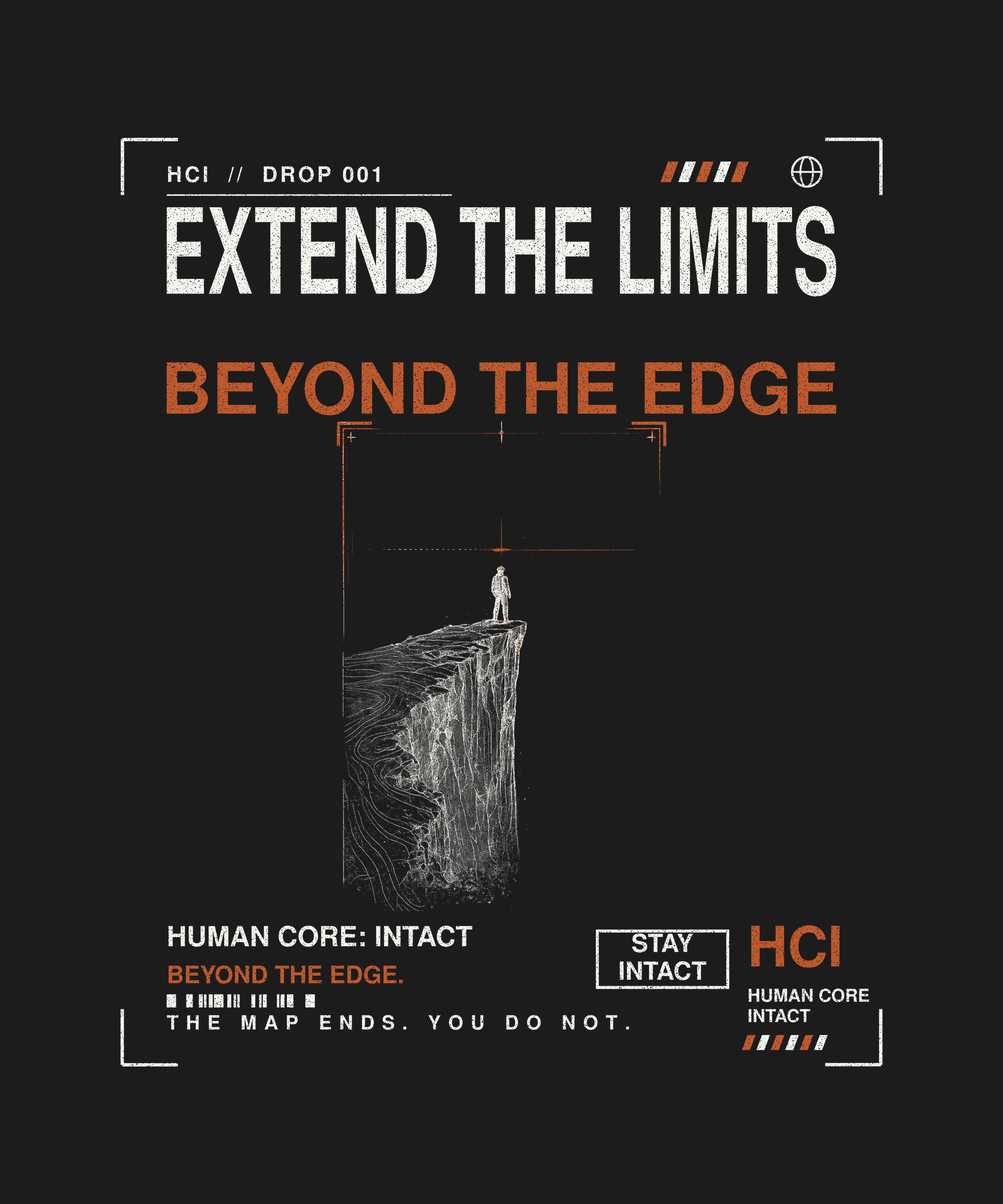 Extend the Limits tee back print on black — Human Core Intact Drop 001