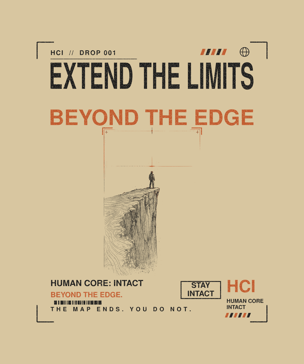 Extend the Limits tee back print on sand — Human Core Intact Drop 001