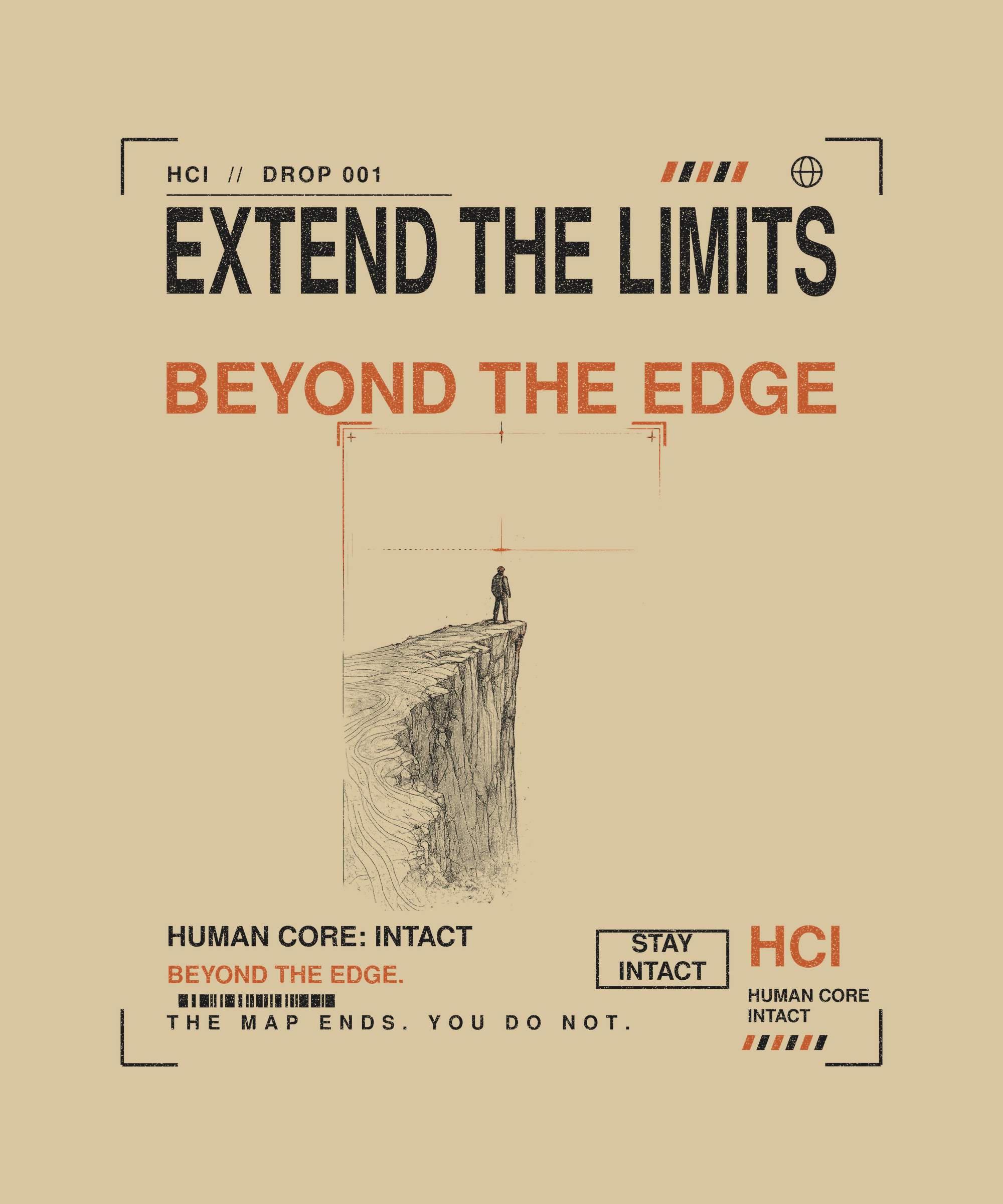 Extend the Limits tee back print on sand — Human Core Intact Drop 001