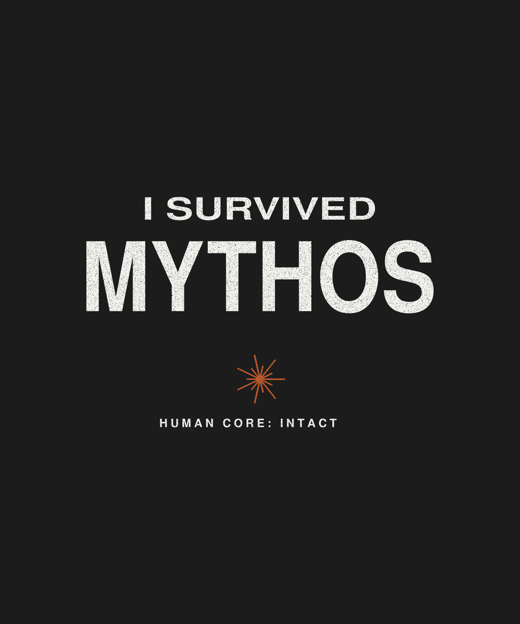 I Survived Mythos tee front print on black — UNIT_001 Drop 002