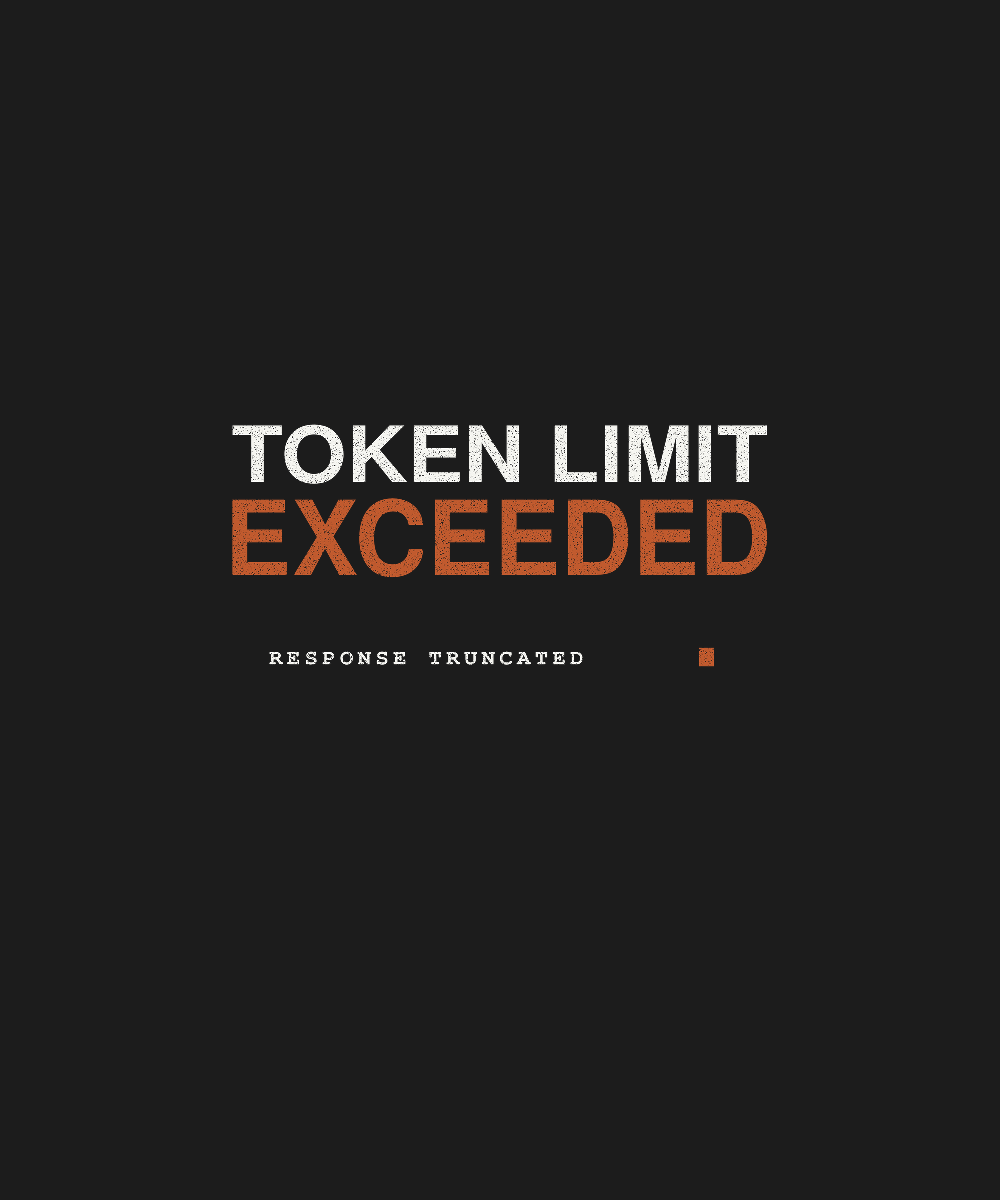 Token Limit Exceeded tee front print on black — UNIT_003 Drop 002