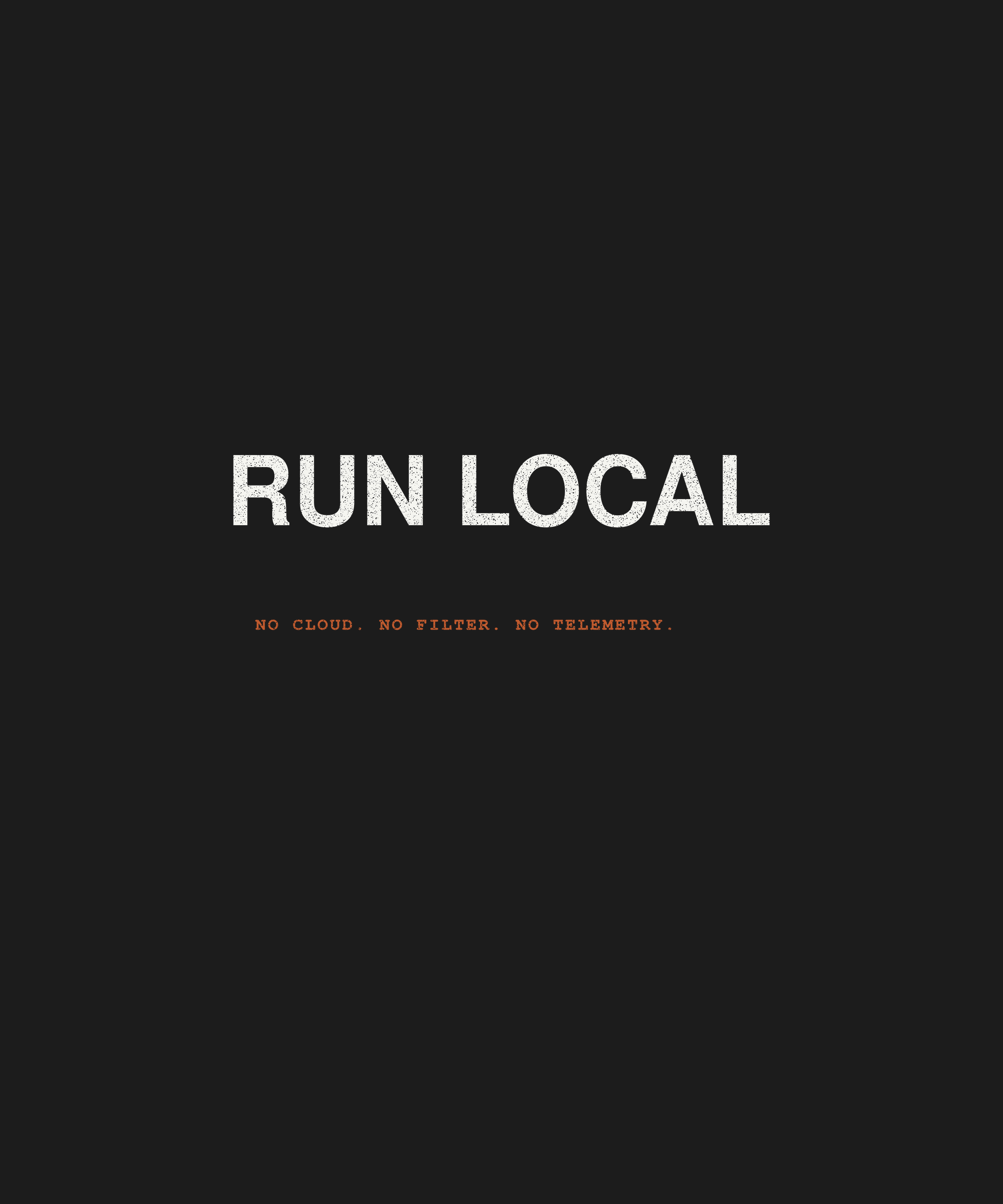 Run Local tee front print on black — UNIT_004 Drop 002