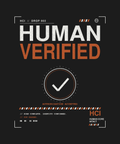 Human Verified tee back checkmark print on black — UNIT_006 Drop 002