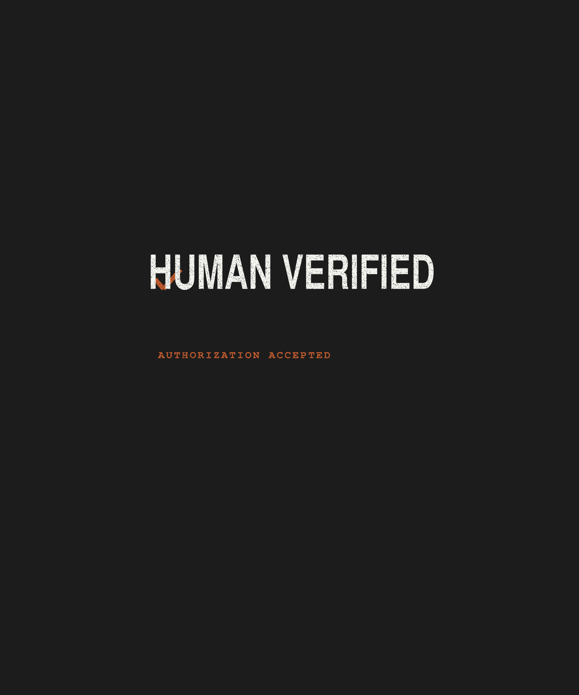 Human Verified tee front print on black — UNIT_006 Drop 002