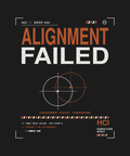 Alignment Failed tee back calibration print on black — UNIT_007 Drop 002